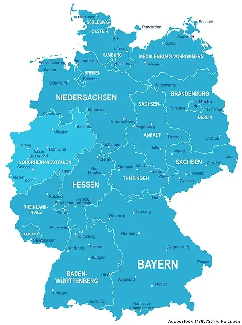 Landkarte von Deutschland - Nordrhein-Westfalen
