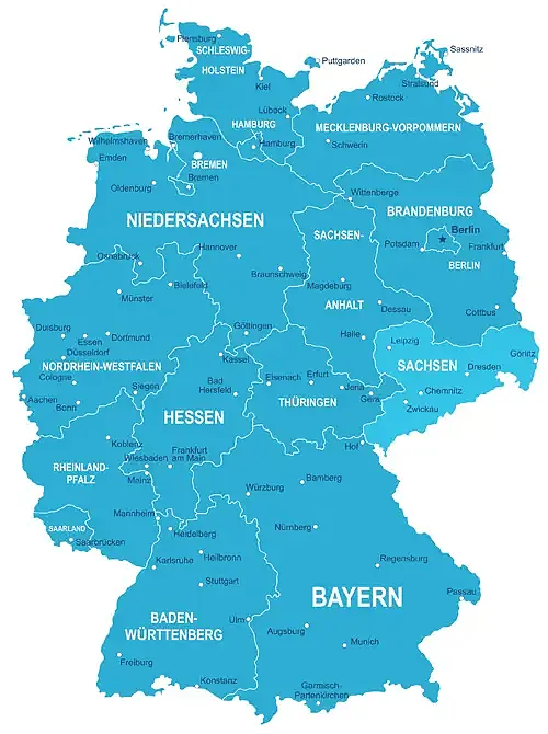 Landkarte von Deutschland - Sachsen