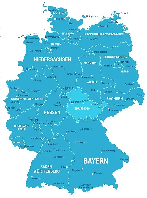 Karte von Deutschland - Thüringen