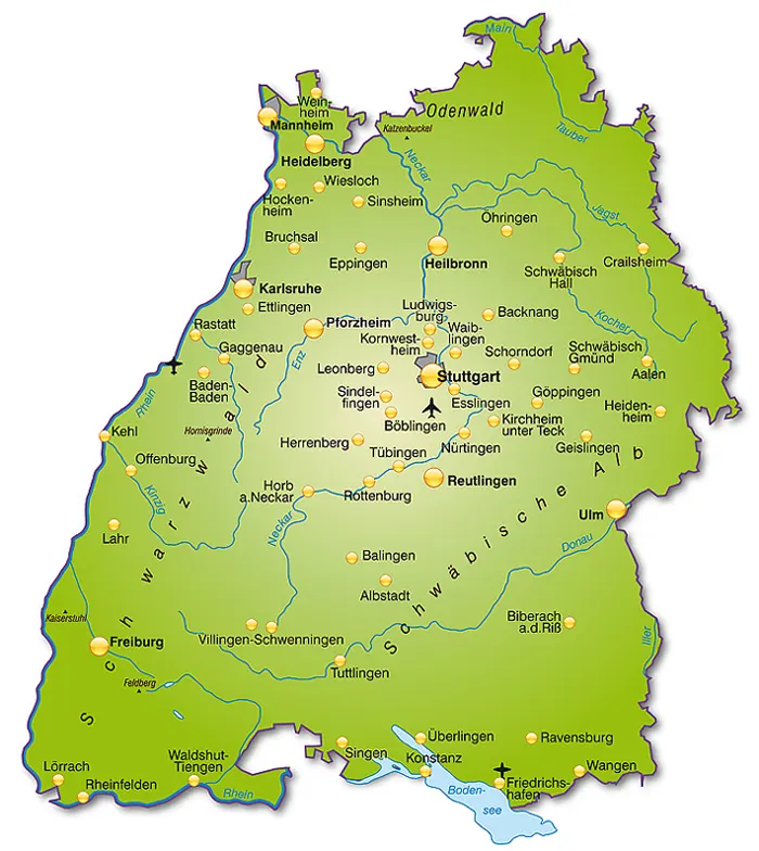 Landkarte von Baden-Württemberg