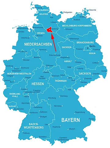 Landkarte von Deutschland - Hamburg