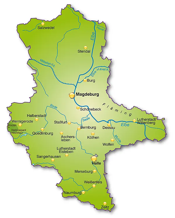 Landkarte Sachsen-Anhalt
