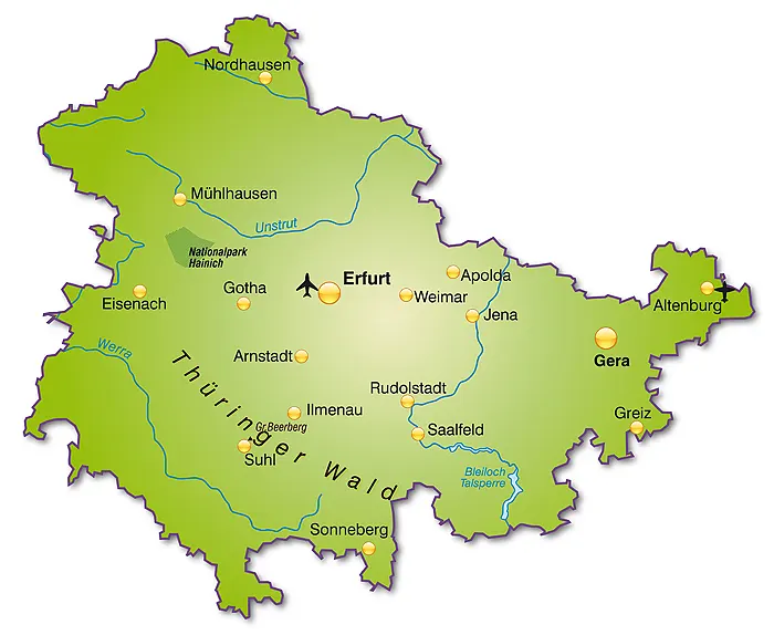 Landkarte von Thüringen