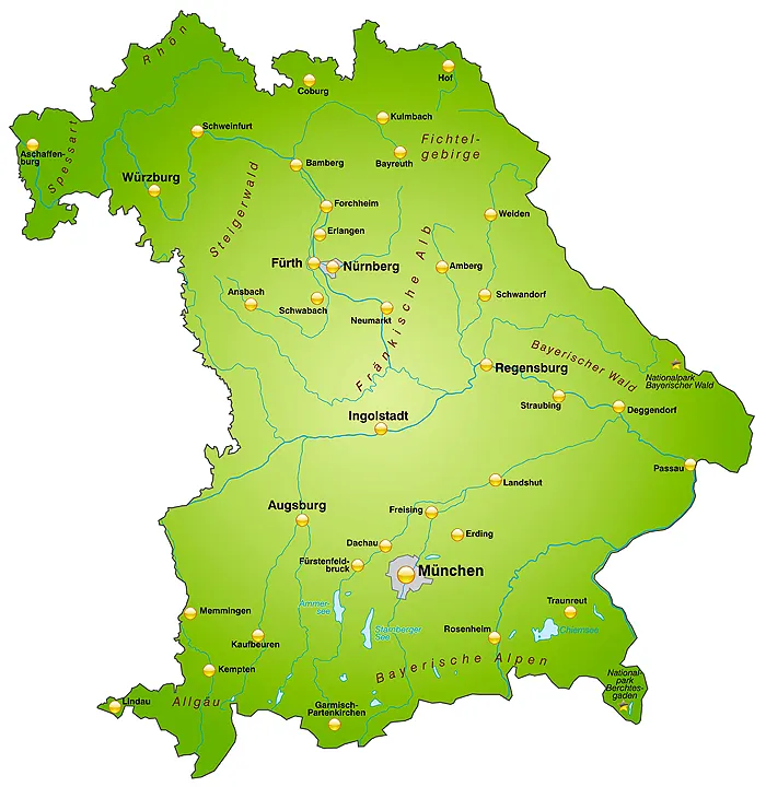 Landkarte von Bayern